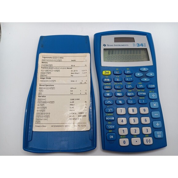5/$25 Texas Instruments Blue TI-34II Scientific Calculator Battery Works - Picture 1 of 8